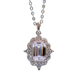 925 Silver Emerald Cut 6 * 9 Necklace Pendant Women's Heroic Ins Style