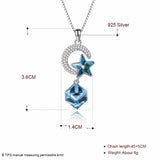 Crystal Star Cube Moon Star Pendant Necklace S925 Sterling Silver Chain