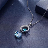 Crystal Star Cube Moon Star Pendant Necklace S925 Sterling Silver Chain