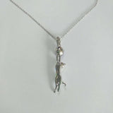 S925 Sterling Silver Sexy Cat Crystal Pendant Necklace