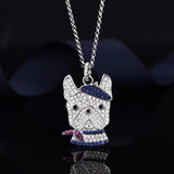 925 Silver Dog Pendant Chain Necklace Crystal Dog Necklace Girl Lady Gift