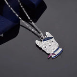 925 Silver Dog Pendant Chain Necklace Crystal Dog Necklace Girl Lady Gift