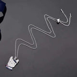 925 Silver Dog Pendant Chain Necklace Crystal Dog Necklace Girl Lady Gift