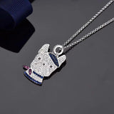 925 Silver Dog Pendant Chain Necklace Crystal Dog Necklace Girl Lady Gift