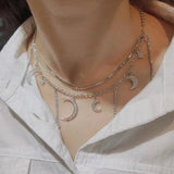 European Fine Moon Star Zircon 18KT Necklace