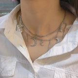 European Fine Moon Star Zircon 18KT Necklace