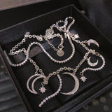 European Fine Moon Star Zircon 18KT Necklace