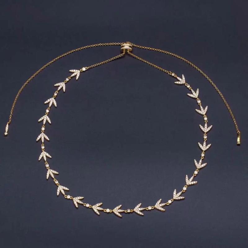925 Silver Crystal Bay Leaf Necklace Chain for Ladies
