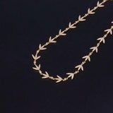 925 Silver Crystal Bay Leaf Necklace Chain for Ladies
