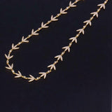 925 Silver Crystal Bay Leaf Necklace Chain for Ladies