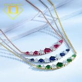 Sterling Silver Zircon Gemstone Clavicle Chain Necklace