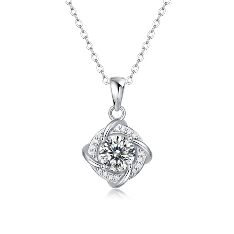 6.5MM D Moissanite Diamond Windmill Pendant Necklace