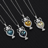 S925 Owl Crystal Pendant Necklace for Women, Retro Owl Girl's Necklace