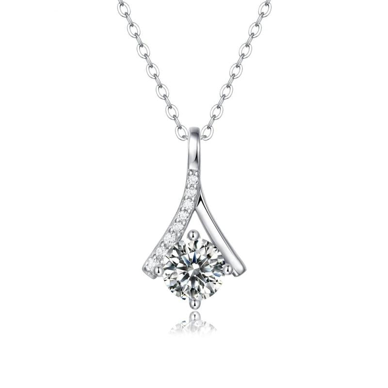 1CT D Moissanite Diamond 925 Silver Pendant Necklace