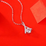 1CT D Moissanite Diamond 925 Silver Pendant Necklace