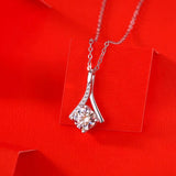 1CT D Moissanite Diamond 925 Silver Pendant Necklace