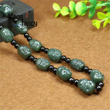 Hetian Green Jade 18 Luohan Necklace Buddha Head Pendant Amulet