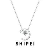 D Moissanite Diamond Gemstone Moon Pendant Necklace