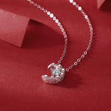 D Moissanite Diamond Gemstone Moon Pendant Necklace