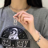 925 Sterling Silver Paper Clip Necklace BV Necklace for Women