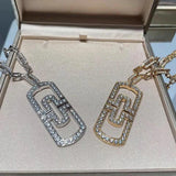925 Sterling Silver Paper Clip Necklace BV Necklace for Women