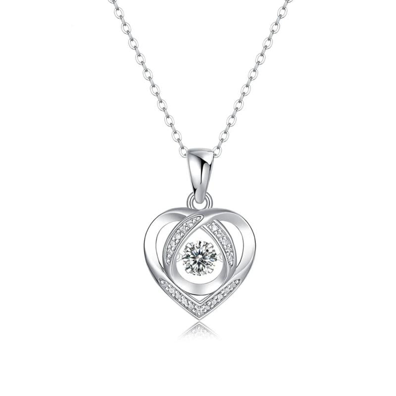 5MM D Moissanite Diamond Heart Pendant Necklace