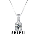 1CT Round D Moissanite Diamond Sterling Silver Pendant Necklace
