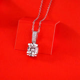 1CT Round D Moissanite Diamond Sterling Silver Pendant Necklace