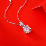 1CT Round D Moissanite Diamond Sterling Silver Pendant Necklace