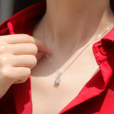 1CT Round D Moissanite Diamond Sterling Silver Pendant Necklace