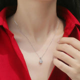 D Moissanite Diamond Gemstone Pendant Necklace