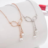 Bow Pendant S925 Silver Tassel Pearl Necklace Women's Collarbone Chain
