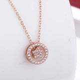 925 Silver Star Necklace with Diamonds Circle Pendant