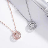 925 Silver Star Necklace with Diamonds Circle Pendant