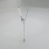 S925 Silver Star Necklace Women's Pearl Diamond Clavicle Chain Jewelry