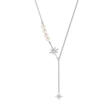 S925 Silver Star Necklace Women's Pearl Diamond Clavicle Chain Jewelry