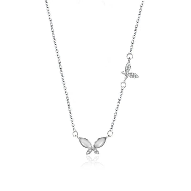 925 Sterling Silver Double Bow Fritillary Necklace