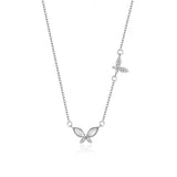 925 Sterling Silver Double Bow Fritillary Necklace