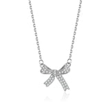S925 Sterling Silver Bow Necklace - Elegant Gift for Her