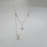 S925 Silver Double Layer Star Diamond Necklace Birthday Jewelry