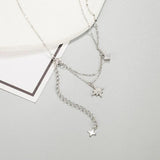 S925 Silver Double Layer Star Diamond Necklace Birthday Jewelry