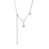 S925 Silver Double Layer Star Diamond Necklace Birthday Jewelry