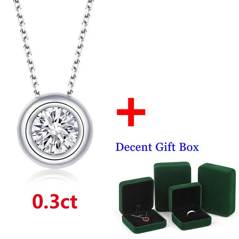 D Moissanite Round Brilliant 0.3ct Necklace 18K Plated 925 Sterling Silver