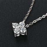 925 Silver Moissanite Pendant Necklace Vintage Clover Choker