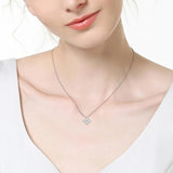 925 Silver Moissanite Pendant Necklace Vintage Clover Choker