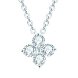 925 Silver Moissanite Pendant Necklace Vintage Clover Choker