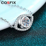 0.5ct Moissanite Evil Eye Pendant Necklace Sterling Silver