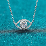0.5ct Moissanite Evil Eye Pendant Necklace Sterling Silver