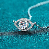 0.5ct Moissanite Evil Eye Pendant Necklace Sterling Silver