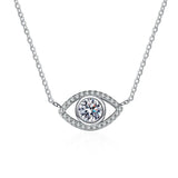 0.5ct Moissanite Evil Eye Pendant Necklace Sterling Silver